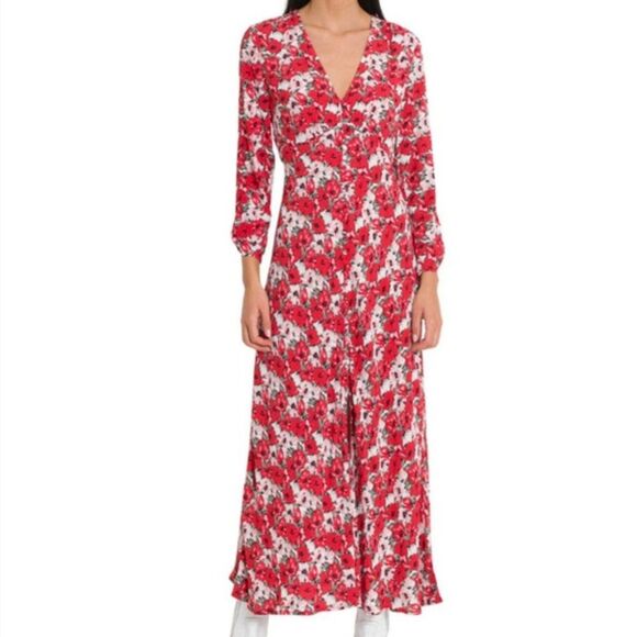 Rixo Katie Floral-Print Crepe de Chine Midi Dress - Picture 1 of 7